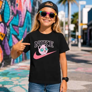 Tricou Jigglypuff Roz Estetic Logo Urban Girl Streetwear, din bumbac 100%, tricou negru, Copii | Dama | Barbat - Img 7