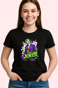 Tricou Joker pozitie dinamica verde neon, Copii | Dama | Barbat , tricou negru - Img 3