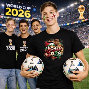 Tricou Jordan World Cup 2026 Fifa, din bumbac 100%, tricou negru, Copii | Dama | Barbat - Img 7