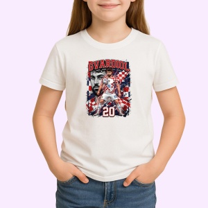 Tricou Josko Gvardiol Croatia Fundas Gri Fotbal, din bumbac 100% , tricou alb pentru Copii | Dama | Barbat - Img 2