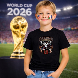 Tricou Jude Bellingham England World Cup Fifa 2026, din bumbac 100%, tricou negru, Copii | Dama | Barbat - Img 5