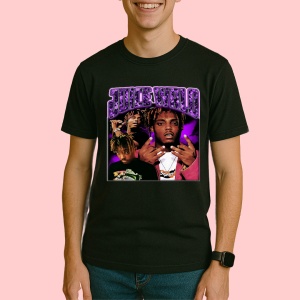 Tricou Juice WRLD - Purple Pose, muzica Pop / Country (ini?ial), Dama | Barbat | Copii, Culoare Negru - Img 3