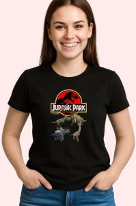Tricou Jurassic Park dinozauri animati intr un parc tematic cu peripetii, Copii | Dama | Barbat , tricou negru - Img 3