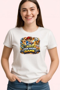Tricou Just One More Game Copil Gamer Fotbal, din bumbac 100% , tricou alb pentru Copii | Dama | Barbat