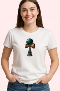 Tricou Kendama verde smarald cu detalii de piatra, din bumbac 100%, tricou alb, Copii | Dama | Barbat - Img 2