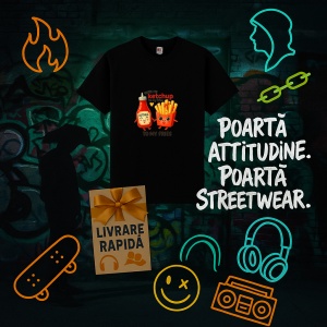 Tricou Ketchup si cartofi prajiti Negru, Copii | Dama | Barbat - Img 13