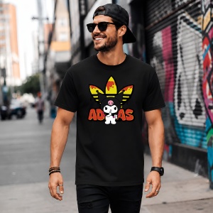 Tricou Kuromi Iepuras Punk Logo Topit Urban Aesthetic Girl Style, din bumbac 100%, tricou negru, Copii | Dama | Barbat - Img 5