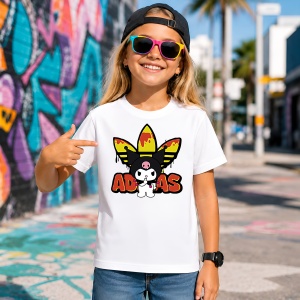 Tricou Kuromi Iepuras Punk Logo Topit Urban Aesthetic Girl Style, din bumbac 100% Copii | Dama | Barbat - Img 4