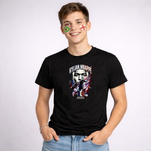 Tricou Kylian Mbappe France World Cup Fifa 2026 V3, din bumbac 100%, tricou negru, Copii | Dama | Barbat - Img 3