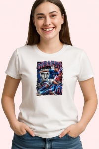 Tricou Kylian Mbappe Franta Atacant Vedeta Fotbal, din bumbac 100% , tricou alb pentru Copii | Dama | Barbat - Img 2