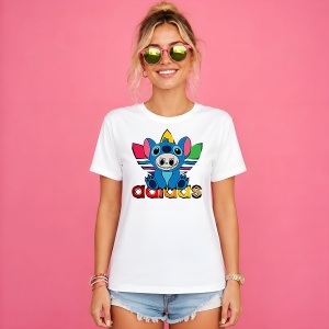 Tricou La Bubu Stitch In Costum Ursulet Logo Colorat Urban Street Fashion, din bumbac 100% Copii | Dama | Barbat - Img 3