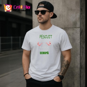 Tricou La Pescuit Echipa, din bumbac 100%, tricou alb, Dama | Barbat - Img 2