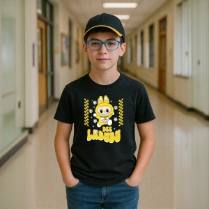 Tricou Labubu albina, Unisex Dama si Barbat | Copii, Culoare Negru - Img 10