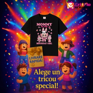 Tricou Labubu birthday mommy, Unisex Dama si Barbat | Copii, Culoare Negru - Img 6