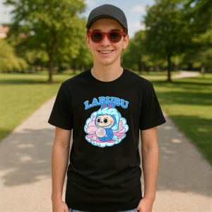 Tricou Labubu bubblegum, Unisex Dama si Barbat | Copii, Culoare Negru - Img 4