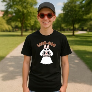 Tricou Labubu fantoma, Unisex Dama si Barbat | Copii, Culoare Negru - Img 4