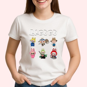 Tricou Labubu font alb, Unisex Dama si Barbat | Copii - Img 2