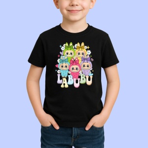 Tricou Labubu fundite Labubu, Unisex Dama si Barbat | Copii, Culoare Negru - Img 2