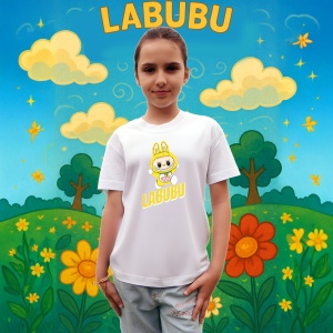 Tricou Labubu galben simplu, Unisex Dama si Barbat | Copii - Img 3