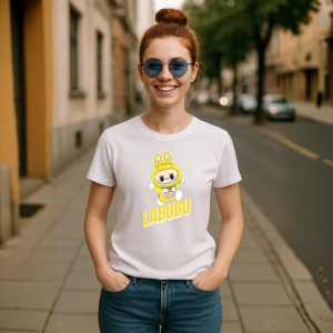 Tricou Labubu galben simplu, Unisex Dama si Barbat | Copii - Img 8