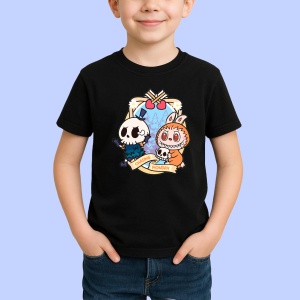 Tricou Labubu mommy morcov, Unisex Dama si Barbat | Copii, Culoare Negru - Img 2