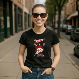 Tricou Labubu pupici, Unisex Dama si Barbat | Copii, Culoare Negru - Img 5