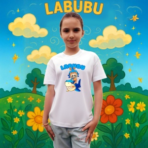 Tricou Labubu rechin albastru, Unisex Dama si Barbat | Copii - Img 3