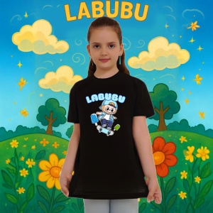 Tricou Labubu skater, Unisex Dama si Barbat | Copii, Culoare Negru - Img 8