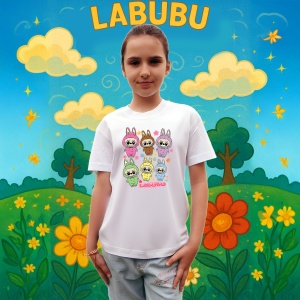 Tricou Labubu trio curcubeu, Unisex Dama si Barbat | Copii - Img 3