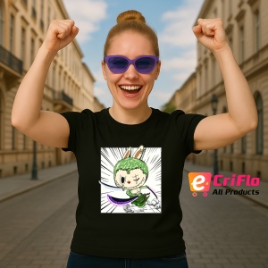 Tricou Labubu zoro, Unisex Dama si Barbat | Copii, Culoare Negru - Img 3