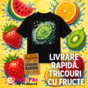 Tricou Lamaie verde si stropi intensi, Fructe, Copii | Dama, culoare negru - Img 12