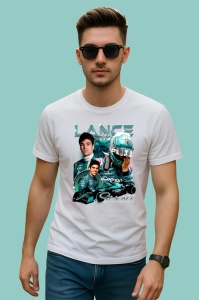 Tricou Lance Stroll Poster Colaj Echipa Aston Martin Formula 1, Copii | Dama | Barbat - Img 2