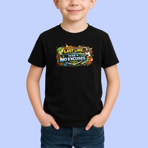 Tricou Last Line To Be A No Excuses Fotbal, din bumbac 100%, tricou negru Copii | Dama | Barbat - Img 1