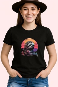 Tricou Lenes cu peisaj la apus stil tropical Copii | Dama | Barbat, culoare negru - Img 3