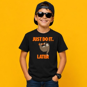 Tricou Lenes Pe Creanga Mai Tarziu Portocaliu Urban Lazy Vibe, din bumbac 100%, tricou negru, Copii | Dama | Barbat - Img 3