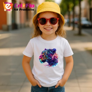 Tricou Leopard in stil pictura digitala fundal alb Copii | Dama | Barbat - Img 11