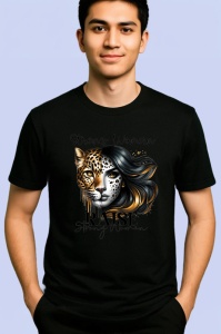 Tricou Leopard si femeie eleganta mesaj strong woman raise strong women Copii | Dama | Barbat Barbat - Img 5