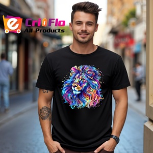 Tricou Leu curcubeu cu detalii aurii si fundal alb Copii | Dama | Barbat, culoare negru - Img 6