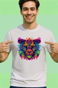 Tricou Leu multicolor cu privire impunatoare Copii | Dama | Barbat - Img 2