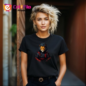 Tricou Leu Razboinic Samurai Gri Detalii Rosii, din bumbac 100%, tricou negru Copii | Dama | Barbat - Img 8