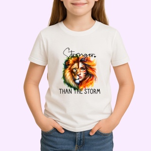 Tricou Leu si femeie curajoasa mesaj inspirational stronger than the storm Copii | Dama | Barbat Barbat - Img 4
