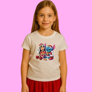 Tricou Lilo Si Stitch Mananca Prajituri, din bumbac 100%, tricou alb, Copii | Dama | Barbat - Img 2