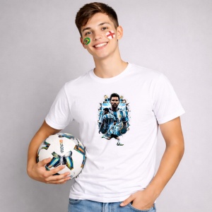 Tricou Lionel Messi Argentina World Cup Fifa 2026 V4, din bumbac 100%, tricou alb, Copii | Dama | Barbat