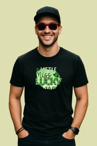 Tricou Little Miss Lucky Charm Text Verde Trifoi, din bumbac 100%, tricou negru Copii | Dama | Barbat - Img 3