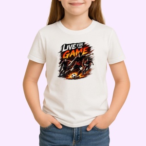 Tricou Live For Game Fotbalisti In Actiune V1, din bumbac 100% , tricou alb pentru Copii | Dama | Barbat - Img 2