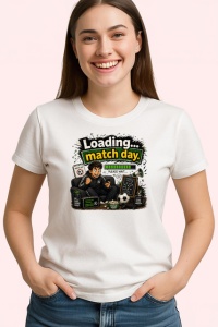 Tricou Loading Match Day Suporter Fotbal Amuzant, din bumbac 100% , tricou alb pentru Copii | Dama | Barbat - Img 3