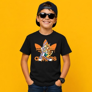 Tricou Lola Si Bugs Bunny Imbratisare Logo Portocaliu Urban Love, din bumbac 100%, tricou negru, Copii | Dama | Barbat - Img 3