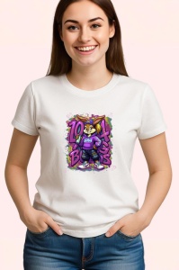 Tricou Lola stil streetwear pe fundal stropi roz si mov Copii | Dama | Barbat Barbat - Img 3