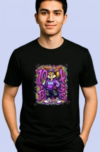 Tricou Lola stil streetwear pe fundal stropi roz si mov Copii | Dama | Barbat Barbat - Img 5