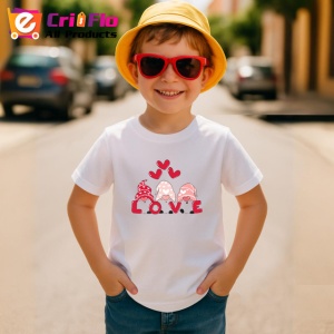 Tricou Love Gnomi Indragostiti Inimi Rosii, din bumbac 100% , tricou alb pentru Copii | Dama | Barbat - Img 4